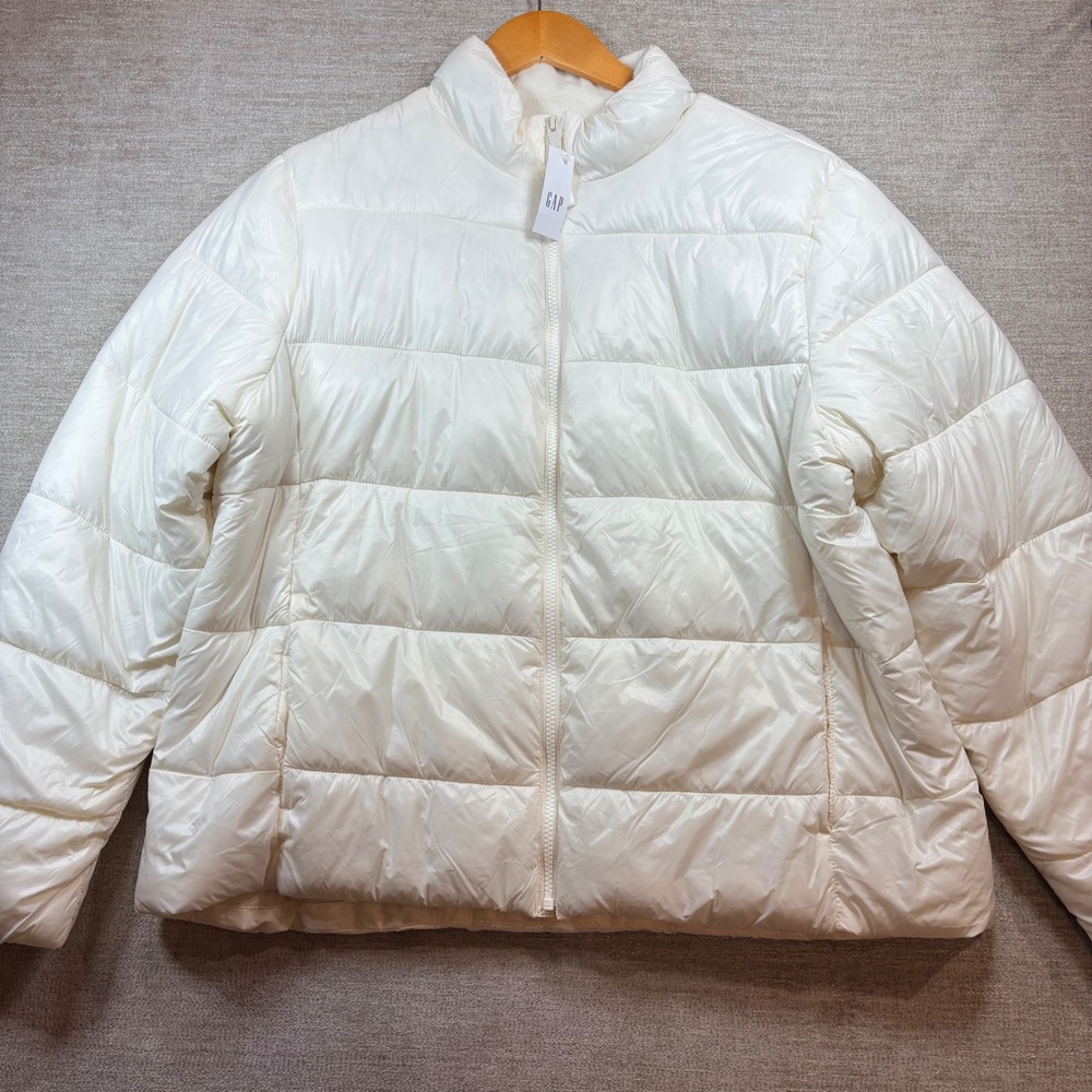 BRAND NEW GAP Womens Cold‎ Control Puffer Jacket Cream White Water Resistant XXL